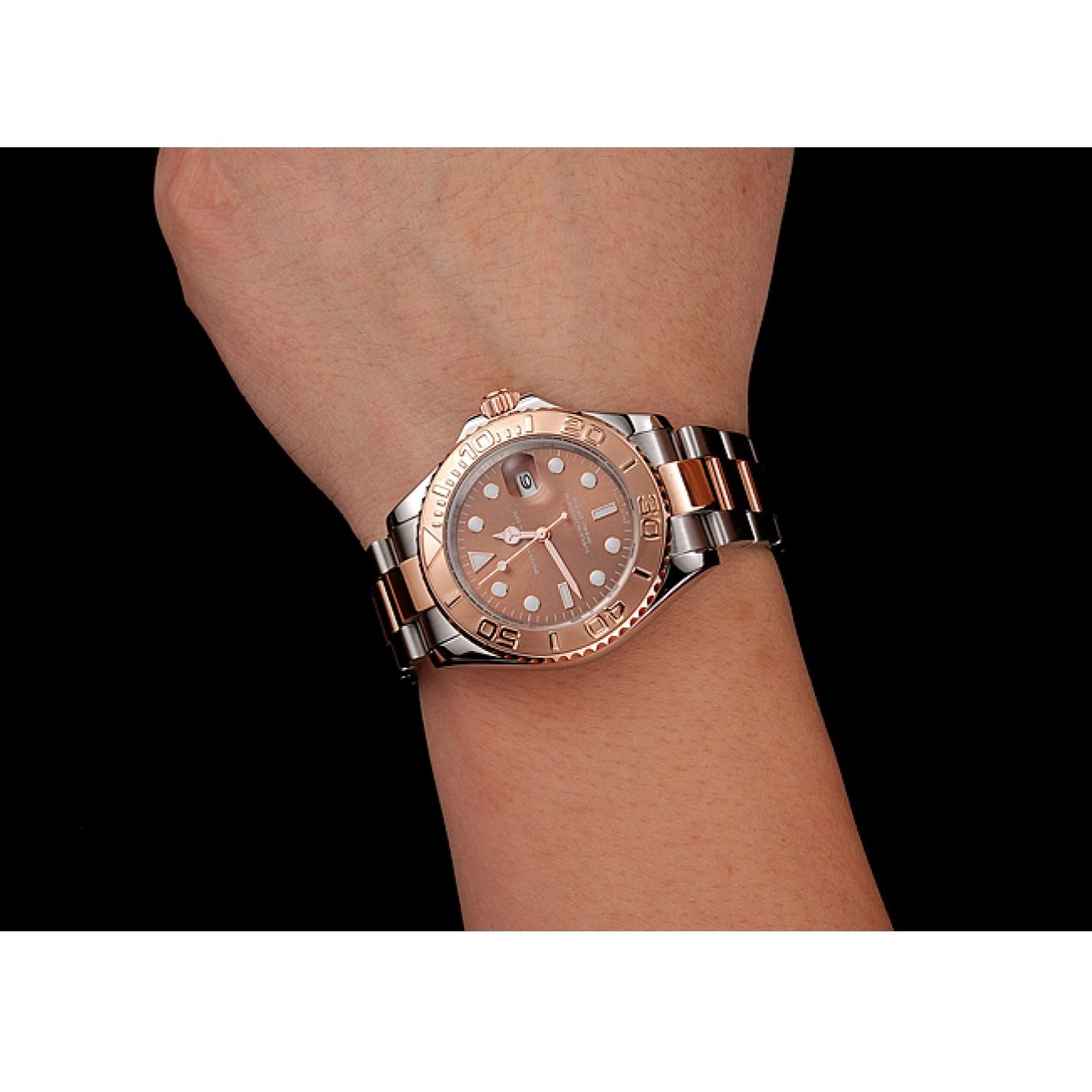 Aaa replica watch Bracelet Master Two Tone Rose Gold Steel Rolex Dial 1453864 Yacht Stainless 0716